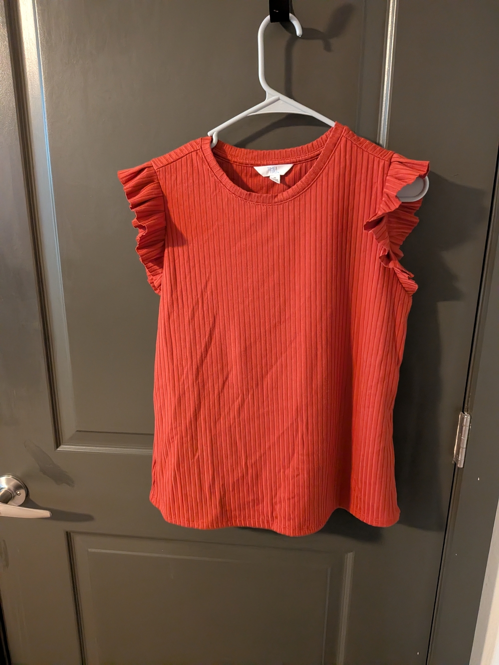 Ribbed Ruffle Sleeve Top